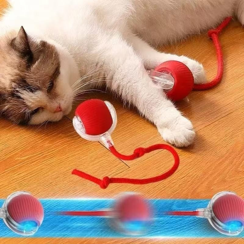 Interactive Smart Rolling Ball for Cats – Rechargeable with Faux Tail for Cat Entertainment